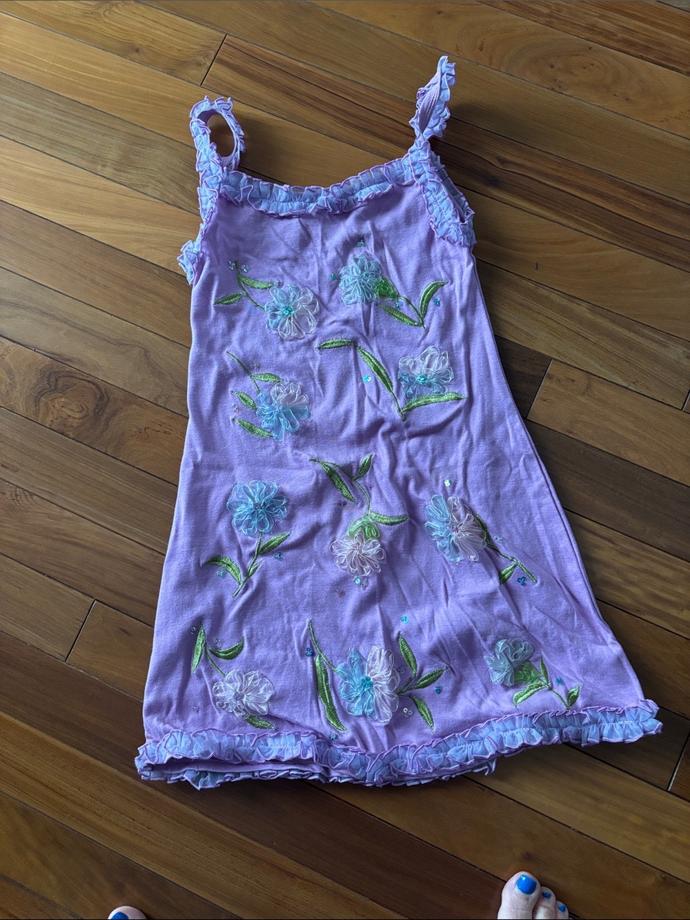 Lipstick Boutique Lavender Floral Ruffle Strap Sundress